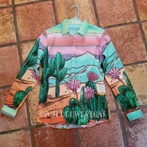 Serape Cactus Performance Rodeo Shirt NWOT